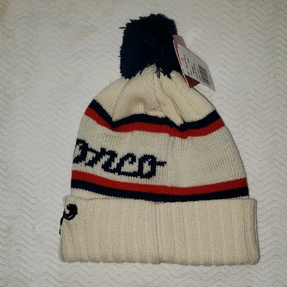 Ford Cream and Navy Beanie with Pom-Pom - Picture 3 of 8